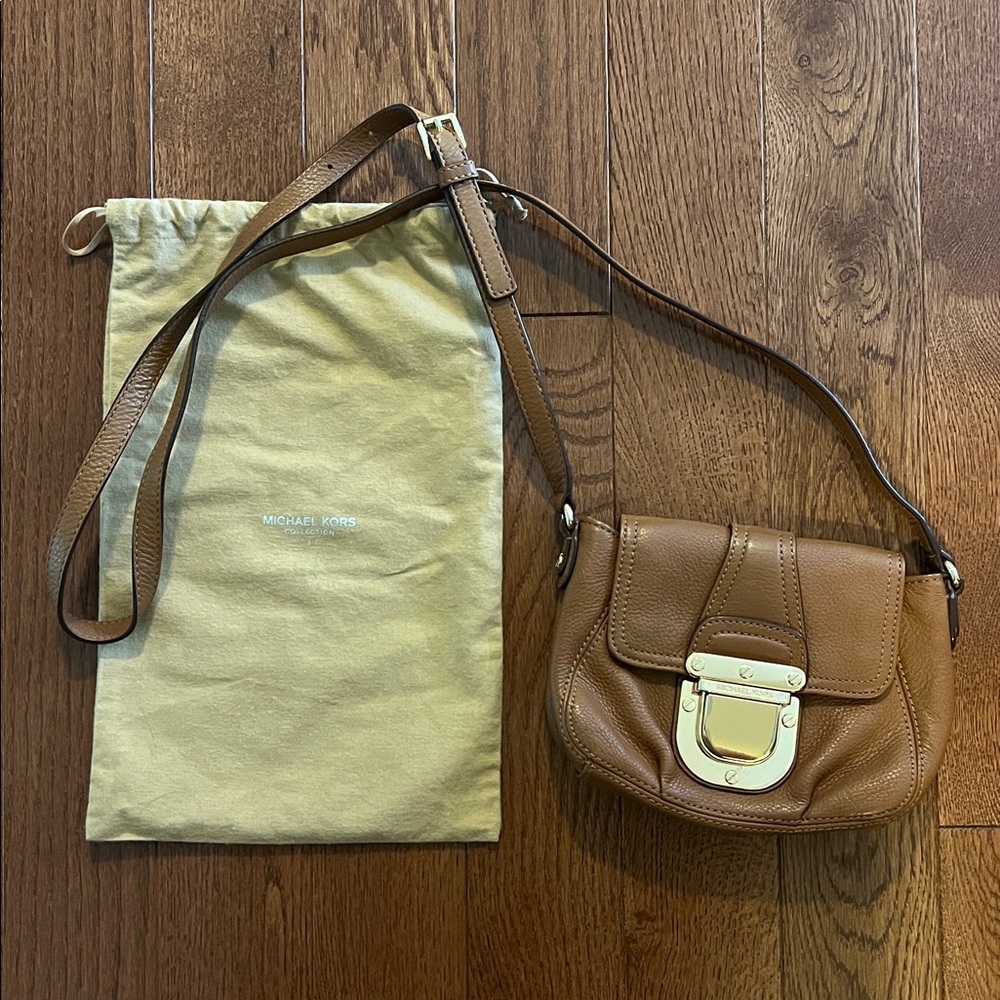 Michael Kors Brown Leather Shoulder Bag w/ Gold Hardware